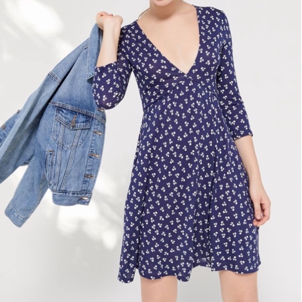 UO Mercer Plunge Mini Dress